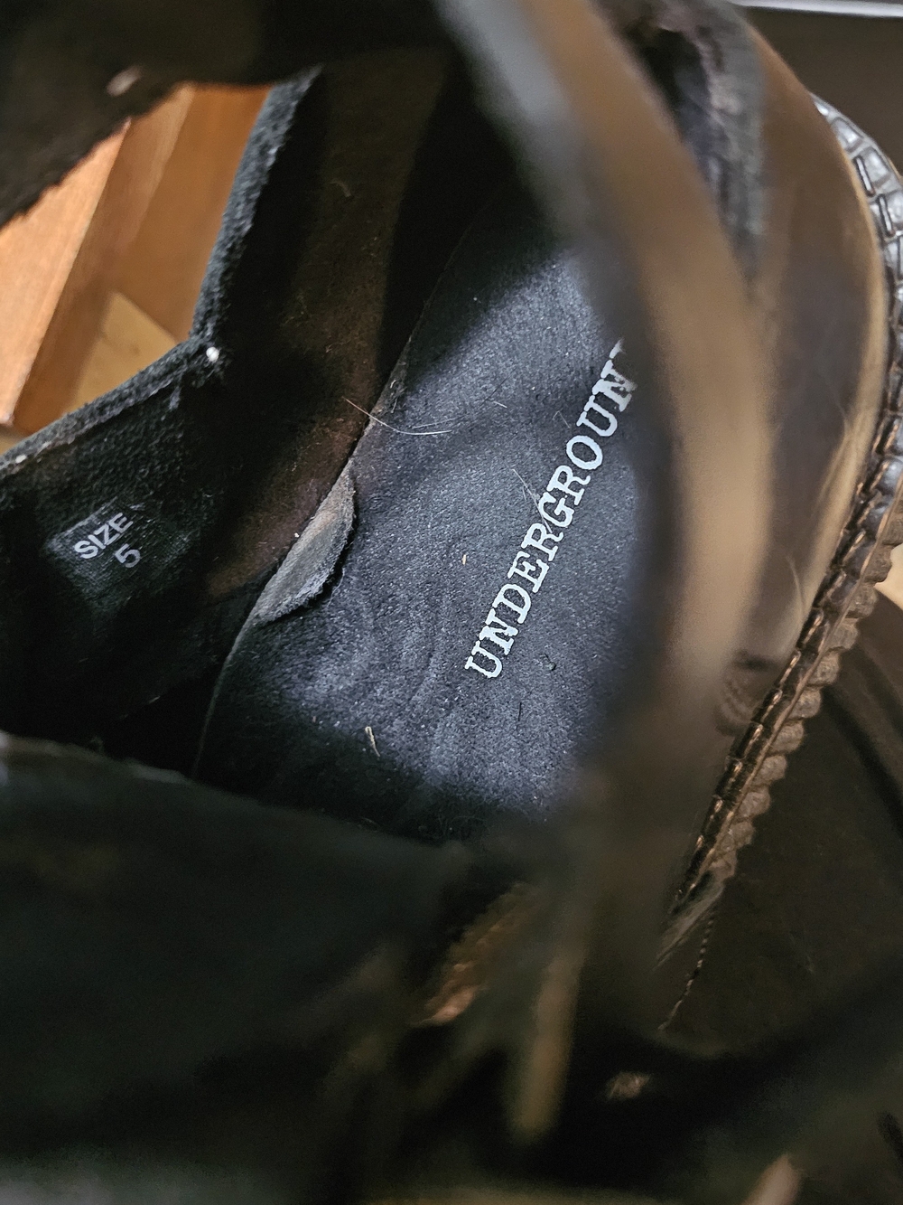 Underground England Black Studded Leather Buckle Creepers - Picture 7 of 7